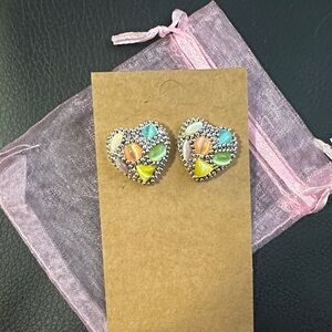 Heart Shaped Multicolor Stud Earrings